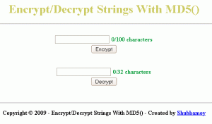 decrypt strings using MD5